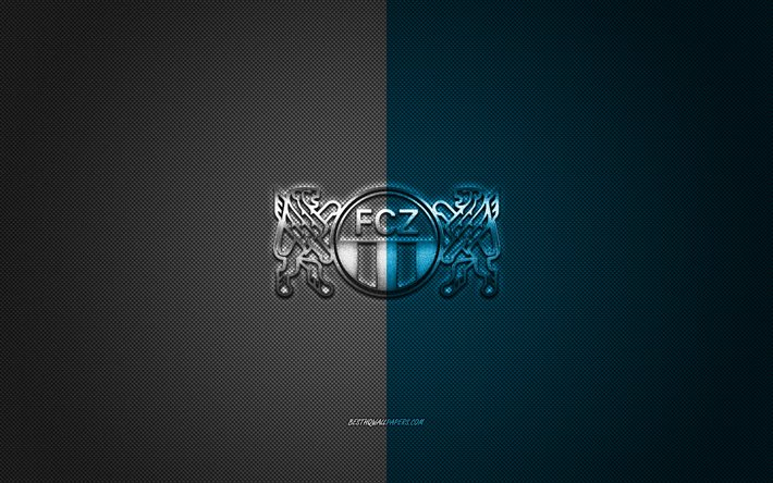 FC-Z&#252;rich, Sveitsin football club, Sveitsin Super League, sininen valkoinen logo, sininen valkoinen hiilikuitu tausta, jalkapallo, Z&#252;rich, Sveitsi, FC-Z&#252;rich-logo