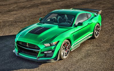 Ford Mustang Shelby GT500, supercars, 2020 coches, tuning, Verde Ford Mustang, HDR, coches americanos, Ford