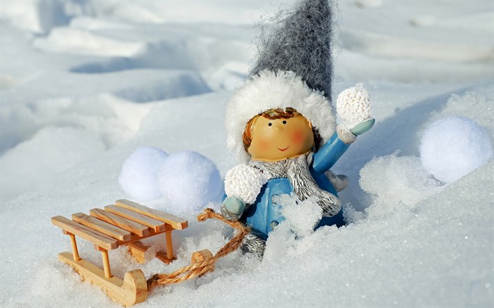 snowman, winter, snow, winter elf, winter decoration
