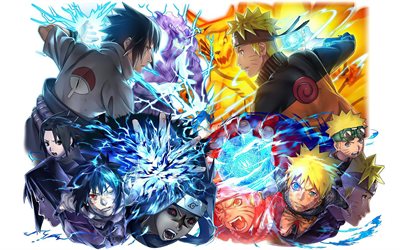 Naruto Uzumaki, il Chidori, il Rasengan, Sasuke Uchiha, Naruto, manga, personaggi di Naruto