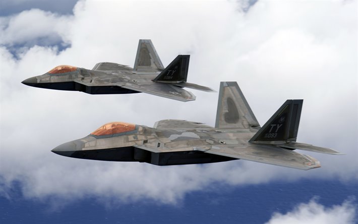 Boeing F-22 Raptor, amerikkalainen taistelija, viidennen sukupolven h&#228;vitt&#228;j&#228;, US Air Force, YHDYSVALTAIN Armeija, Lockheed Martin F-22 Raptor