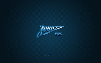 FC Zenit, Russian football club, Russian Premier League, blue logo, blue carbon fiber background, football, Saint Petersburg, Russia, FC Zenit logo