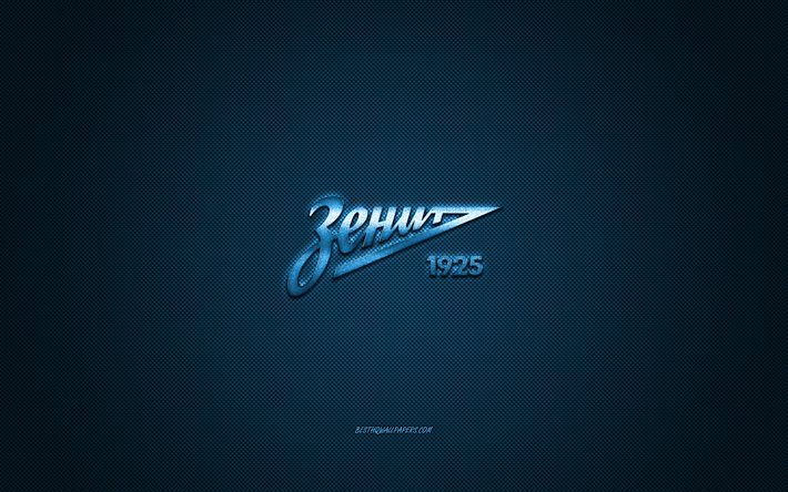 Le FC Zenit, russe, club de football, premi&#232;re Ligue russe, logo bleu, bleu en fibre de carbone de fond, football, Saint-P&#233;tersbourg, en Russie, le FC Zenit logo