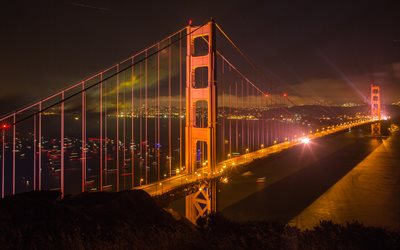 San Francisco, il Golden Gate Bridge, il ponte sospeso, il Golden Gate, lo Stretto, paesaggio urbano, California, USA