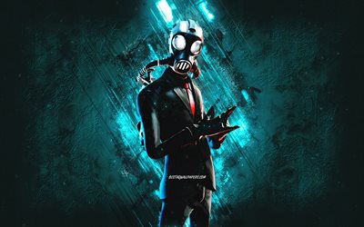 Fortnite Chaos Agent Skin, Fortnite, main characters, blue stone background, Chaos Agent, Fortnite skins, Chaos Agent Skin, Chaos Agent Fortnite, Fortnite characters