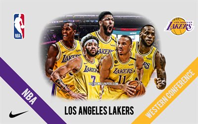 Los Angeles Lakers, NBA, American Basketball Club, logotipo de Los Angeles Lakers, Staples Center, LeBron James, Anthony Davis, Wesley Matthews