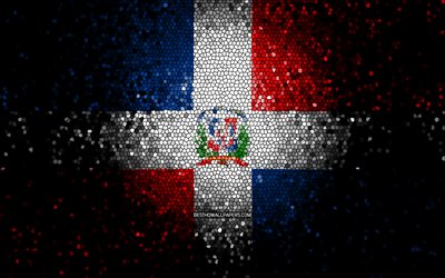 Dominican Republic flag, mosaic art, North American countries, Flag of Dominican Republic, national symbols, artwork, North America, Dominican Republic