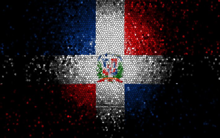 Bandeira da Rep&#250;blica Dominicana, arte em mosaico, pa&#237;ses da Am&#233;rica do Norte, s&#237;mbolos nacionais, obras de arte, Am&#233;rica do Norte, Rep&#250;blica Dominicana