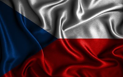 tschechische flagge, 4k, gewellte seidenflaggen, europ&#228;ische l&#228;nder, nationale symbole, flagge der tschechischen republik, stoffflaggen, 3d-kunst, tschechische republik, europa, 3d-flagge der tschechischen republik