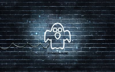 Ghostneon icon, 4k, gray background, neon symbols, Ghost, neon icons, Ghost sign, cartoon signs, Ghost icon, cartoon icons