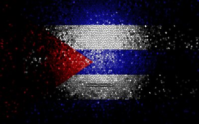 Bandiera di Cuba, arte del mosaico, paesi nordamericani, bandiera di Cuba, simboli nazionali, bandiera cubana, opera d&#39;arte, Nord America, Cuba