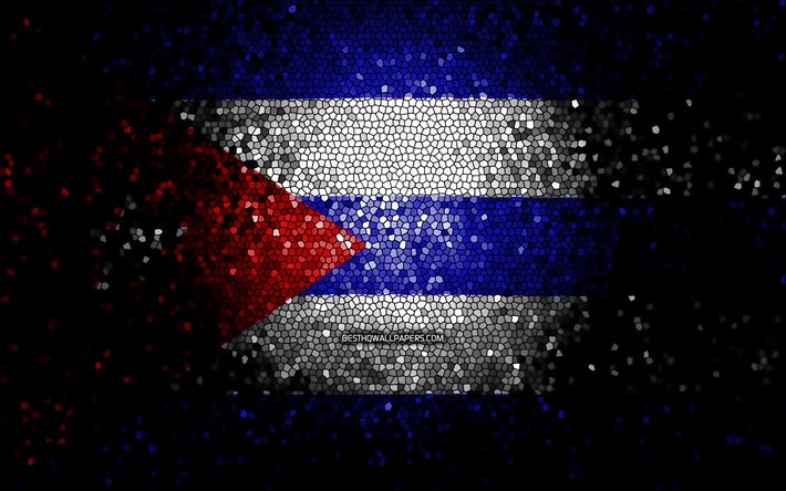 Bandiera di Cuba, arte del mosaico, paesi nordamericani, bandiera di Cuba, simboli nazionali, bandiera cubana, opera d&#39;arte, Nord America, Cuba