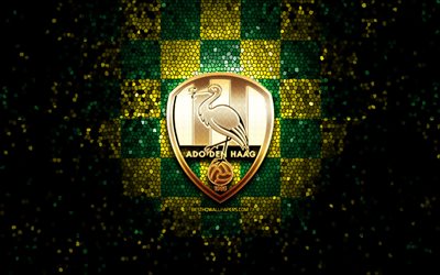 Den Haag FC, parlak logo, Eredivisie, yeşil sarı damalı arka plan, futbol, Hollanda futbol kul&#252;b&#252;, ADO Den Haag logosu, mozaik sanatı, ADO Den Haag