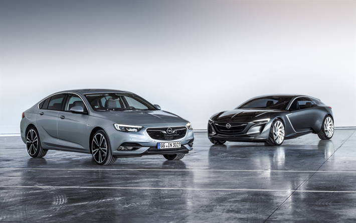 Opel Insignia, 2018, 4k, luxury sedan, silver Insignia, new cars, Opel