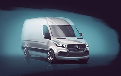 Mercedes-Benz Sprinter, 2018, 4k, carga micro&#244;nibus, nova Sprinter, conceitos, entrega de mercadorias, Mercedes