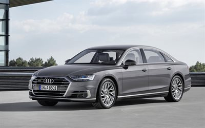 Audi S8, 2018 carros, carros de luxo, cinza s8, carros alem&#227;es, Audi