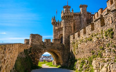 Knights Templar Castle, summer, spanish landmarks, Ponferrada, Spain