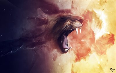 ライオン, 系星雲, デジタルアート, 敵