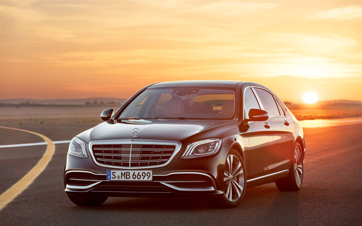 Mercedes-Maybach S650, 4k, 2017 cars, luxury cars, sunset, Mercedes
