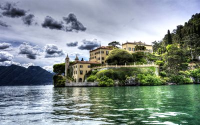 Lake Como, Italian lake, mountains, Lenno, Cape Lavedo, Lombardy, Villa del Balbianello