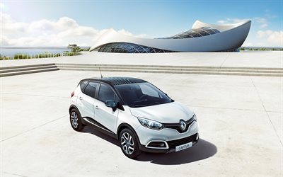 Renault Captur, 2017, 4k, nouveau blanc Captur, le crossover, les voitures fran&#231;aises, Renault