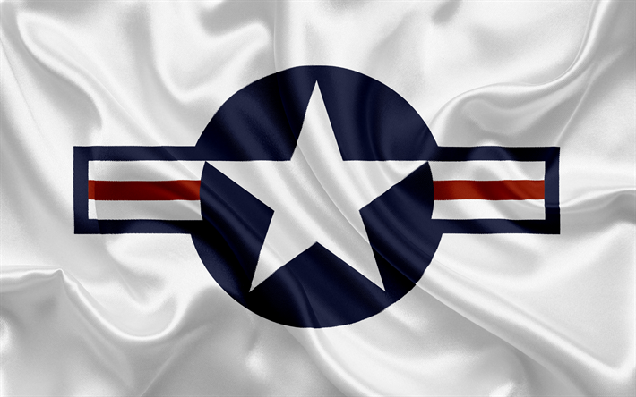 RoundelのUSAF, アメリカ軍航空機, 米空軍, 絹の旗を, 4k, 軍航空隊章
