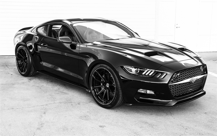 Ford Mustang, Galpin Rocket, 725HP, tuning, black Mustang, sports coupe, Ford
