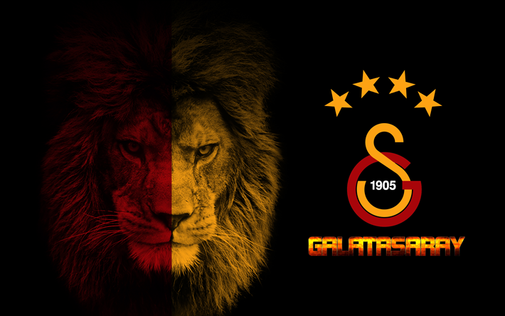 Galatasaray SK, 4k, konst, lejon, logotyp, emblem, Turkish Football Club, Istanbul, kreativ konst, Super League, Turkiet