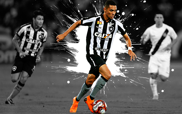 Luiz Fernando, 4k, art, Botafogo, Brazilian football player, splashes of paint, grunge art, creative art, Serie A, Brazil, football, Luiz Fernando Morais dos Santos, Botafogo de Futebol e Regatas