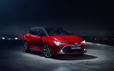 Toyota Corolla, Hybrid, 2018, red hatchback, exterior, new red Corolla, japanese cars, Toyota