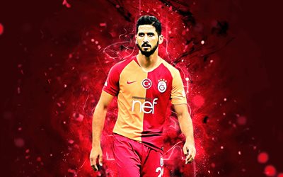Emre Akbaba, midfielder, turkish footballers, Galatasaray FC, soccer, Turkish Super Lig, Akbaba, footaball, neon lights