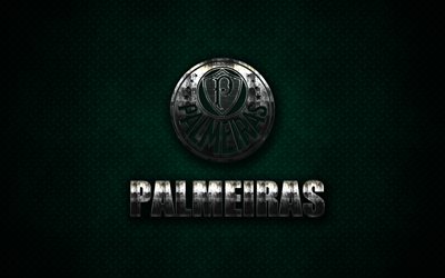 Palmeiras FC, Sociedade Esportiva Palmeiras, 4k, metal logo, creative art, Brazilian football club, emblem, green metal background, Sao Paulo, Brazil, Serie A, football
