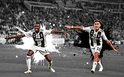 Paulo Dybala, Blaise Matuidi, 4k, creative art, Juventus FC, Serie A, football players, Italian football club, Turin, Italy