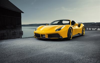 4k, Novitec, tuning, Ferrari 488 Spider, 2018 cars, supercars, yellow 488 Spider, italian cars, Ferrari