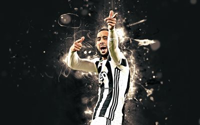 Mehdi Benatia, joy, Juventus FC, soccer, Serie A, Moroccan footballers, Benatia, neon lights, football, Bianconeri