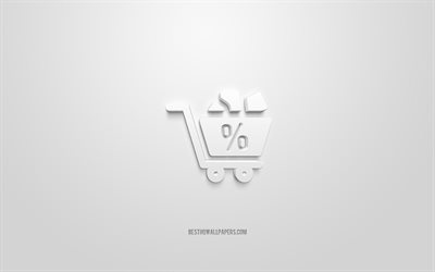 Discount 3d icon, white background, 3d symbols, Black Friday, creative 3d art, 3d icons, Discount, Black Friday sign, Sale 3d icons