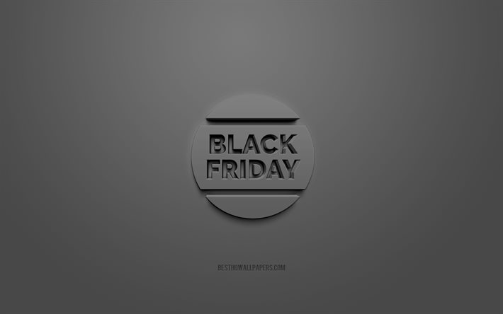 ブラックフライデー3Dアイコン, 黒の背景, 3Dシンボル, ブラックフライデーガチャ, 創造的な3 dアート, 3D图标, 割引サイン