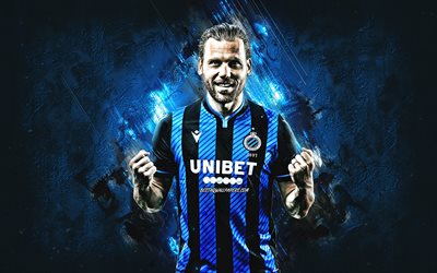 Ruud Vormer, Club Brugge, dutch footballer, midfielder, portrait, blue stone background, soccer, Jupiler Pro League