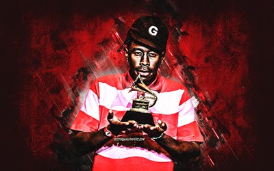 Tyler, The Creator, American rapper, Tyler Gregory Okonma, portrait, red stone background