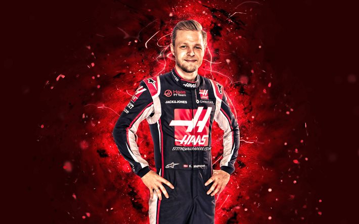 Kevin Magnussen, 2020, 4k, Haas F1 Team, danese piloti di Formula 1, Kevin Jan Magnussen, rosso, luci al neon, F1 2020