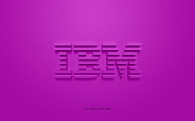 IBM logo, purple background, IBM purple logo, IBM 3D logo, IBM 3D emblem, IBM, creative art