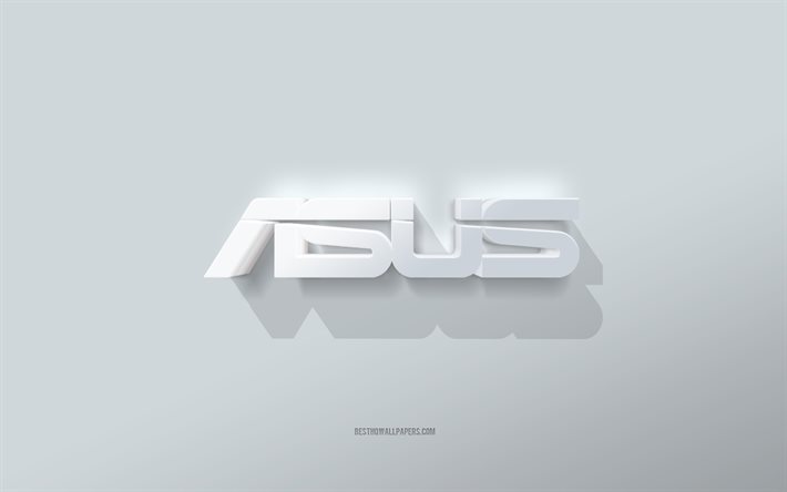 Asus logotyp, vit bakgrund, Asus 3D-logotyp, 3D-konst, Asus, 3D Asus emblem, kreativ konst, Asus emblem