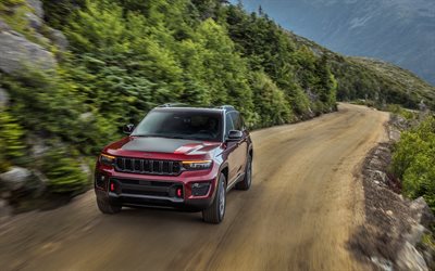 Jeep Grand Cherokee Trailhawk, mountain road, 2022 cars, Cherokee WL, offroad, american cars, Jeep