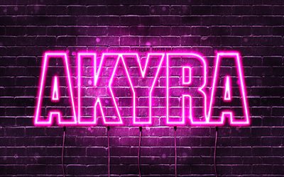 Happy Birthday Akyra, 4k, pink neon lights, Akyra name, creative, Akyra Happy Birthday, Akyra Birthday, popular japanese female names, picture with Akyra name, Akyra
