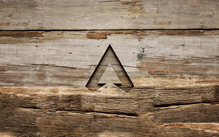 Logotipo de madeira Apex Legends, 4K, planos de fundo de madeira, marcas de jogos, logotipo Apex Legends, criativo, escultura em madeira, Apex Legends