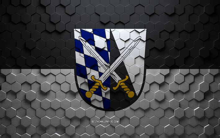 Bandeira de Abensberg, arte do favo de mel, bandeira dos hex&#225;gonos de Abensberg, Abensberg, arte dos hex&#225;gonos 3D, bandeira de Abensberg
