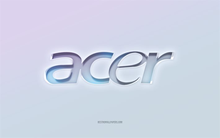 Acer -logo, leikattu 3D -teksti, valkoinen tausta, Acer 3D -logo, Acer -tunnus, Acer, kohokuvioitu logo, Acer 3D -tunnus