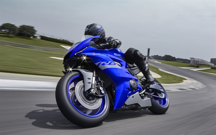 Yamaha YZF-R6 Race, 2022, vista frontal, exterior, bicicleta esportiva de corrida, azul YZF-R6, motocicletas japonesas, Yamaha