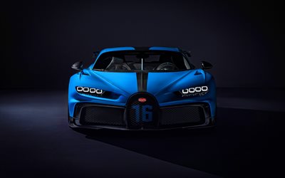 Bugatti Chiron Pur Sport, 4k, front view, 2021 cars, hypercars, 2021 Bugatti Chiron, Bugatti