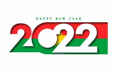 Happy New Year 2022 Burkina Faso, white background, Burkina Faso 2022, Burkina Faso 2022 New Year, 2022 concepts, Burkina Faso